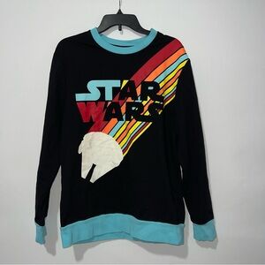 Disney Star Wars Millennium Falcon Retro Neon Sweater Black Crewneck SZ M
